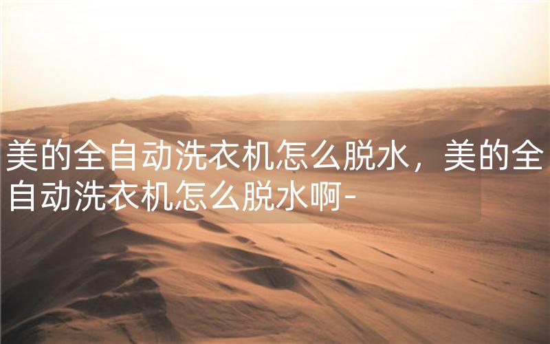 全自动洗衣机怎么脱水，全自动洗衣机怎么脱水啊-