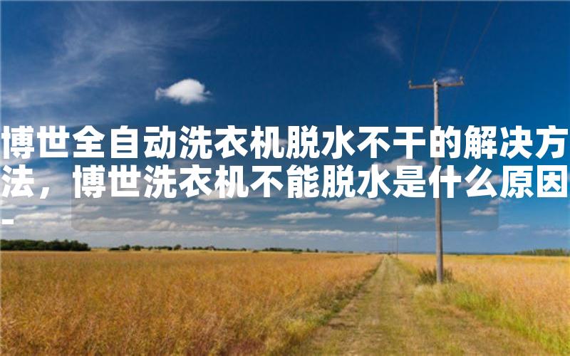 博世全自动洗衣机脱水不干的解决方法，博世洗衣机不能脱水是什么原因-